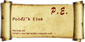 Polák Elek névjegykártya